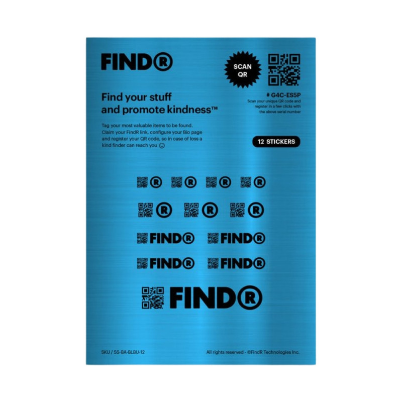 Autocollants QR code - FindR Sticker - Alliage brossé - Feuille de 12 autocollants interactifs Bleu · Smarty Paris