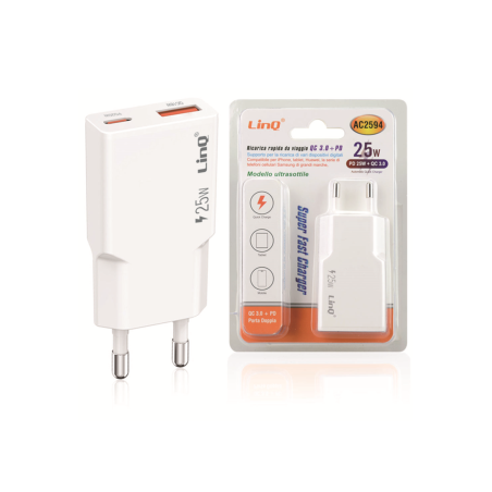 Adaptateur Secteur double PD 25W + QC 3.0 - Chargeur Rapide LinQ AC2594 — LinQ · Smarty Paris 18e