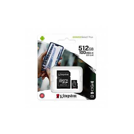 Carte Mémoire Kingston Canvas Select Plus 512Go - Micro SDHC + Adaptat