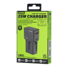 Chargeur GaN Multi Fonctions USB-C 25W REMAX CM03 - UK+EU+US/AU - Noir