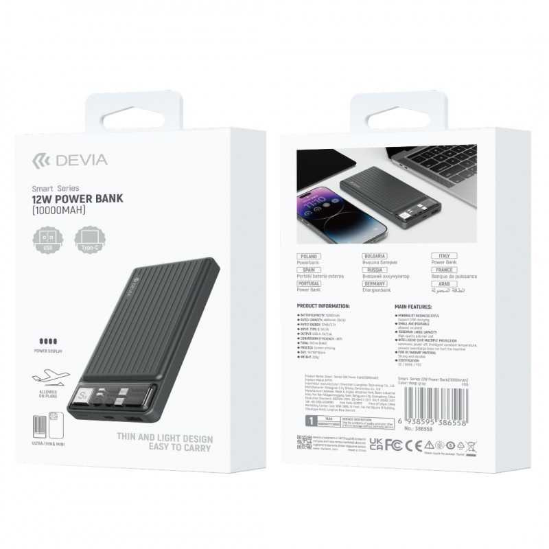 Power Bank Devia Smart Series – 10,000mAh 12W Black Power Bank Devia Smart Series – 10,000mAh 12W Black