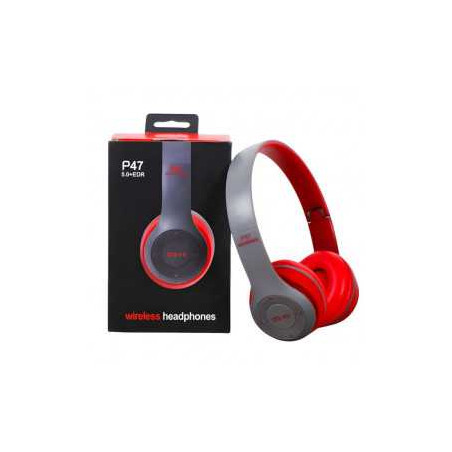 Casque Stéréo Bluetooth P47 - Rouge - Audio Ref A1736 | Smarty Paris