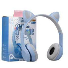 Casque Stéréo Bluetooth P47M avec Oreillette Lumineuse - Bleu Ciel - A