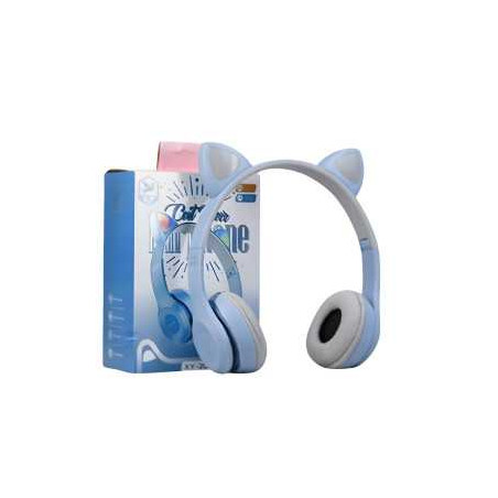 Casque Stéréo Bluetooth P47M avec Oreillette Lumineuse - Bleu Ciel - A