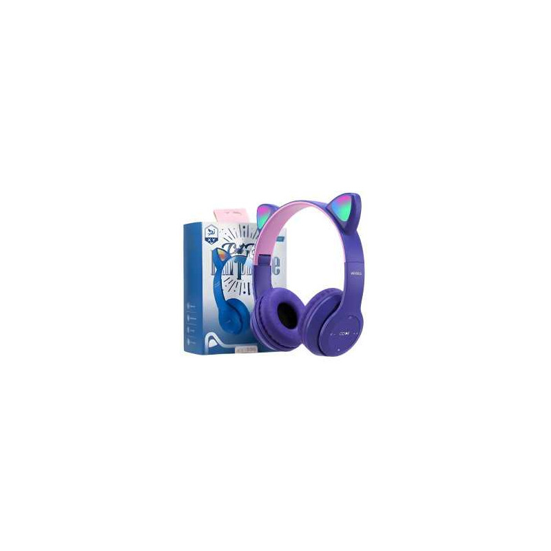 Casque Stéréo Bluetooth P47M avec Oreillette Lumineuse - Violet