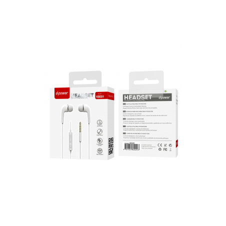 Ecouteurs Kit Main Libre Jack - D-power K6001 S3 - Blanc - Audio Ref A