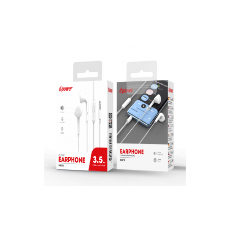 Ecouteurs Kit Main Libre Jack 3.5mm - D-power K6012 - Blanc - Audio Re