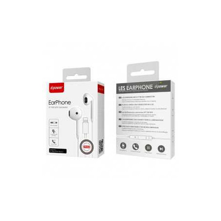 Ecouteurs Kit Main Libre Lightning - D-power K6009/C6009 - Blanc - Aud
