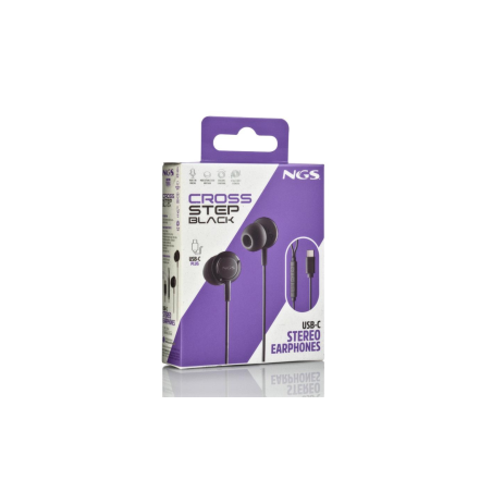 Ecouteurs Kit Main Libre NGS Cross Step Black, USB-C - 1,2 M - Noir -