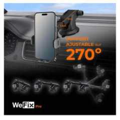Support voiture Wefix Pro avec charge à induction 3 en 1 15 W + Câble