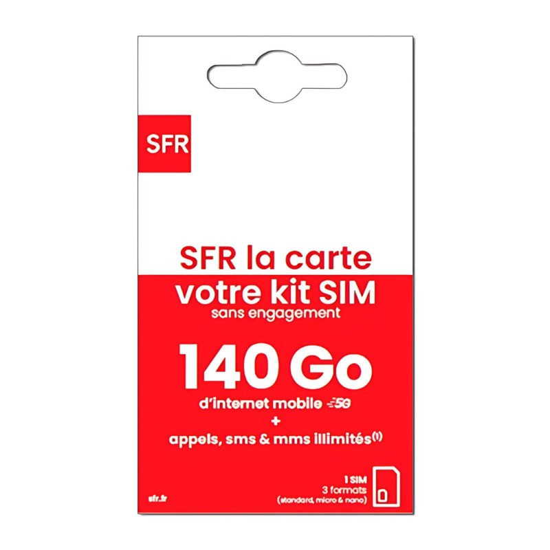Carte SIM prépayée SFR La Carte Connect Mobile – illimité + 140 Go 5G sans engagement Carte SIM prépayée SFR La Carte Connect Mobile – illimité + 140 Go 5G sans engagement