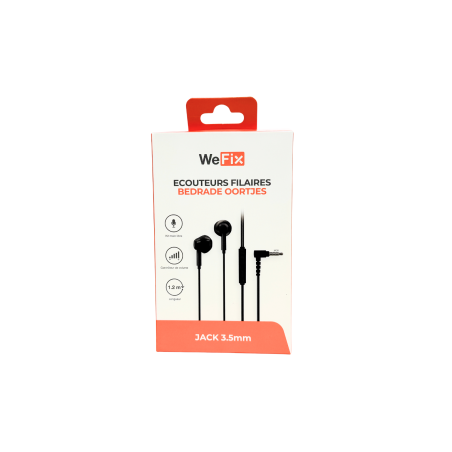 Écouteurs Filaires Kit Main libre WeFix Jack 3,5mm - Noir - Audio Ref