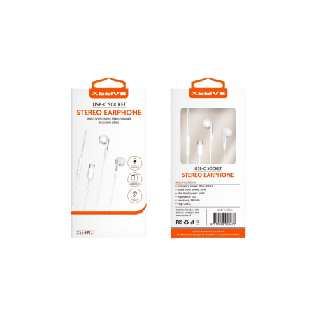 Écouteurs Stéréo XSSIVE Type-C XSS-EP12 – Blanc - Audio Ref A3268 | Sm
