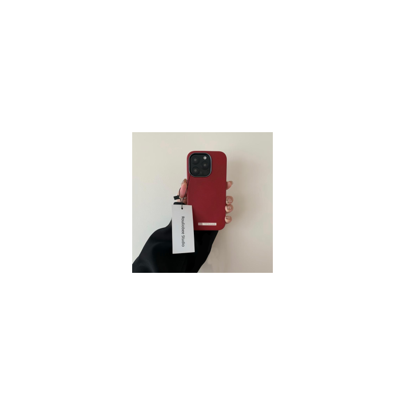 Coque souple pour iPhone en simili cuir rouge Design minimaliste - @Lovely Power Bonne journée