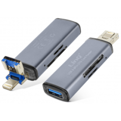 Lecteur de cartes Micro-SD/SD 2 en 1 Lightning / USB , LinQ OTG802 - P