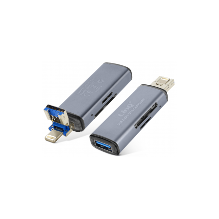 Lecteur de cartes Micro-SD/SD 2 en 1 Lightning / USB , LinQ OTG802 - P