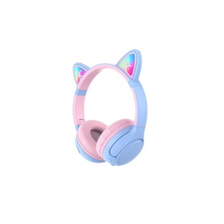 Casque Sans Fils Swingson Cat Ear Bluetooth Rose et Bleu - Supports Re
