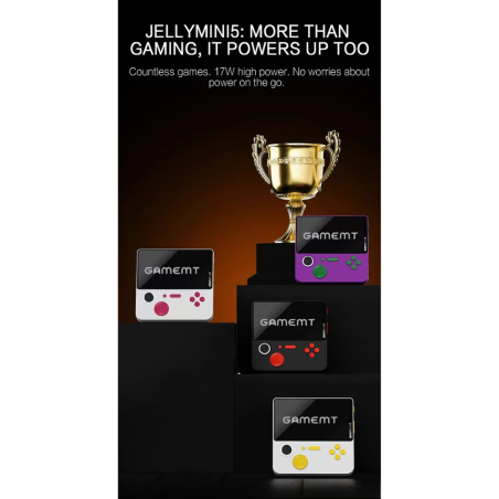 Console de Jeu Vidéo Portable avec 22W Charge Rapide Jellymini5 E5 Écran IPS 5" 64 Go - Blanc & Jaune · Smarty Paris