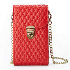 Red phone bag with belt and gold clasps | Smarty