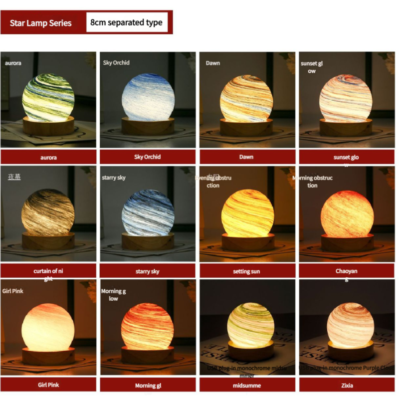 Lampe de Nuit Solaire Planète - Rose - 80mm - USB - 5V · Smarty Paris