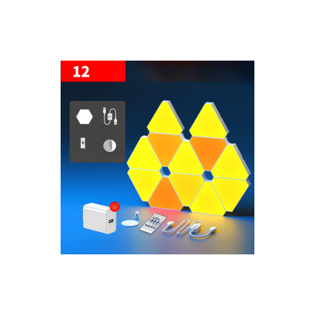 Lampe Murale Hexagonale RGB pour Salle Gaming - 12 Pièces Wi-Fi APP +