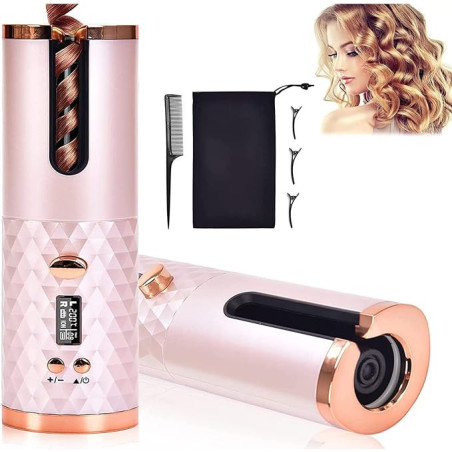 Ensemble de Fer à Friser Automatique en Céramique avec Ion Négatif - Rose · Smarty Paris