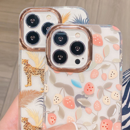 Coque de Protection Transparente avec Motifs Flower-03 pour iPhone - Saumon (Mayline) — Mayline · Smarty Paris 18e