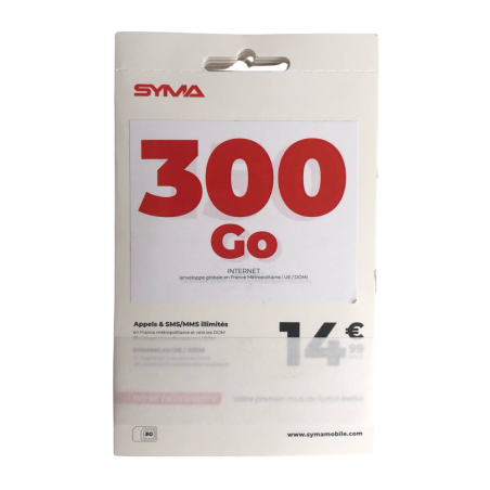 Carte SIM SYMA 300 Go d’Internet 5G Réseau SF | Smarty Paris