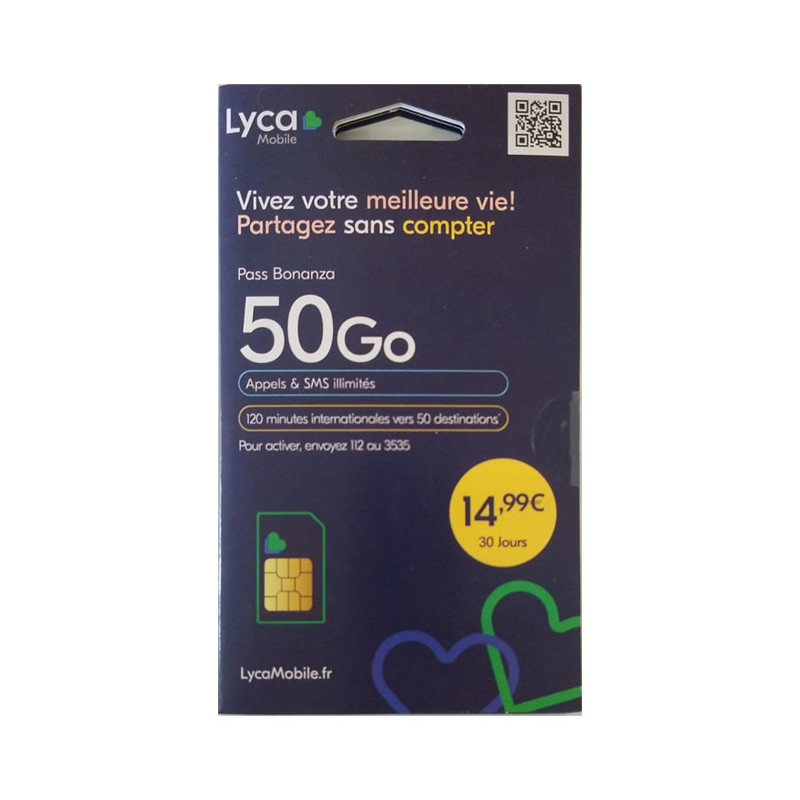 Carte SIM Prépayée Lyca mobile illimité +50 GO d’Internet Sans Abonnement — Reconditionné Garanti 12 mois · Smarty Paris