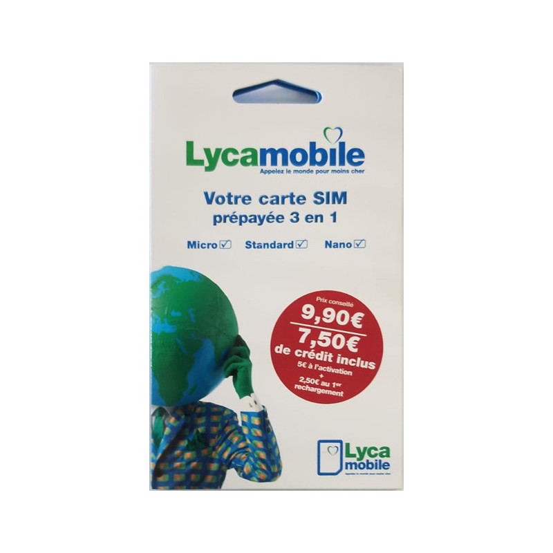 Carte SIM Prépayée Lyca mobile 7,5€ de Crédit Inclus — Reconditionné Garanti 12 mois · Smarty Paris