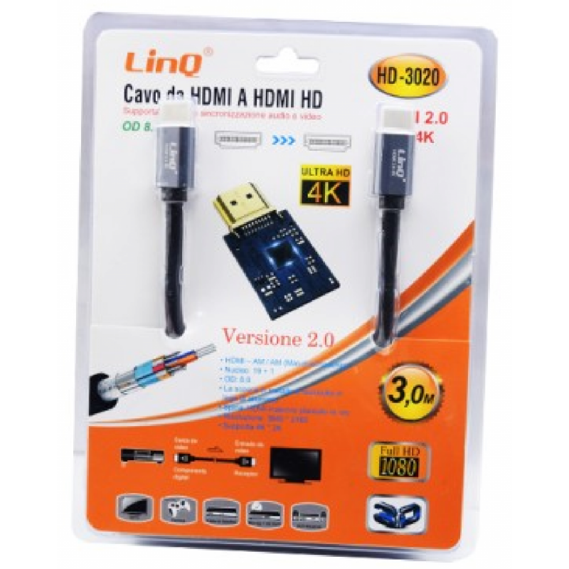 Câble HDMI LinQ HD-3020 – 3 m Mâle / Mâle Câble HDMI LinQ HD-3020 – 3 m Mâle / Mâle