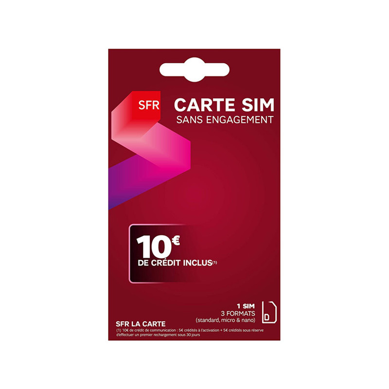 Carte SIM Prépayée SFR La Carte 10€ de Crédit Inclus — Reconditionné Garanti 12 mois · Smarty Paris