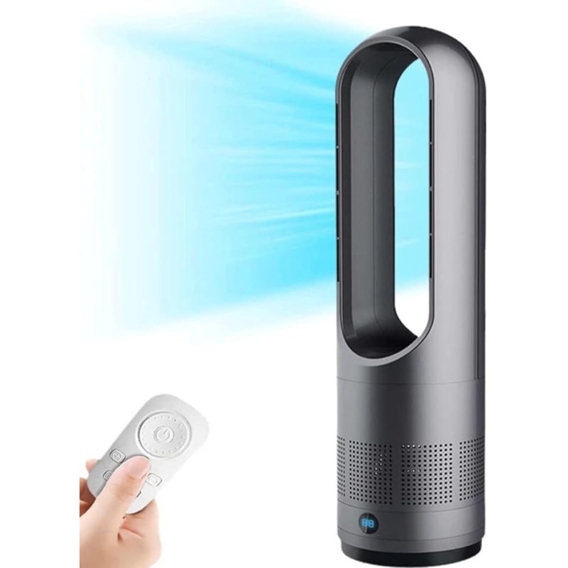 Ventilateur de tour sans lame refroidissement + chauffage 46" 2000W oscillation à 80°/8 vitesses/minuterie 8h · Smarty Paris