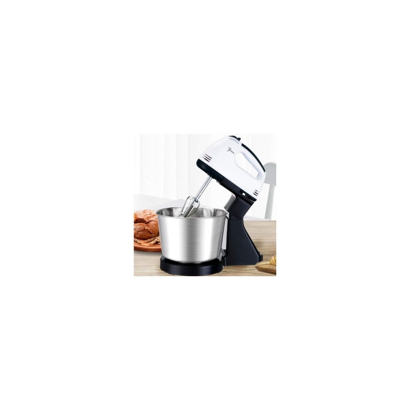 Batteur Électrique Puissant à 7 Vitesses pour la Cuisine Quotidienne avec Bol Acier Inoxydable 2L - Blanc
