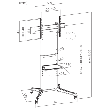 Support TV Sur Pied Avec Roulette Superior pour 37" à 70" SUPSTV022 - 50 kg Max — Accessoire · Smarty Paris 18e