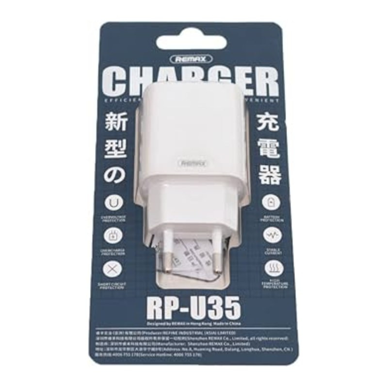 Chargeur secteur double USB Remax RP-U35 – 10,5 W Chargeur secteur double USB Remax RP-U35 – 10,5 W