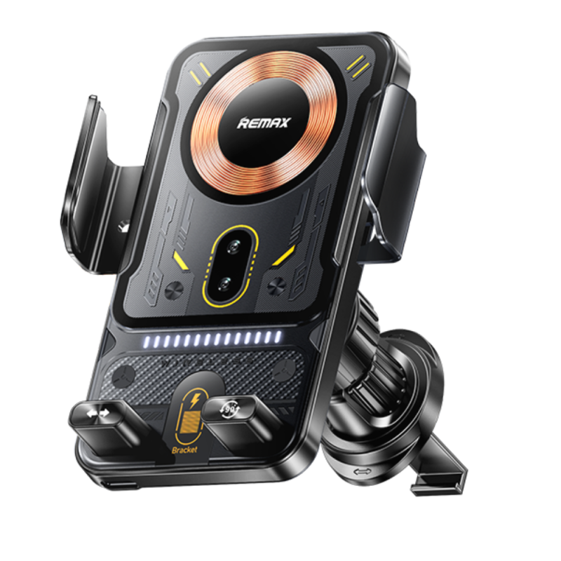 Support De Charge sans fil rotatif intelligent à 2 moteurs 15W pour voiture REMAX RM-C27 - Noir Support De Charge sans fil rotatif intelligent à 2 moteurs 15W pour voiture REMAX RM-C27 - Noir