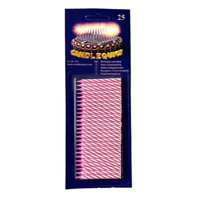 Bougies d'Anniversaire 6 cm Candle Quick 25 Pcs - Rose Bougies d'Anniversaire 6 cm Candle Quick 25 Pcs - Rose