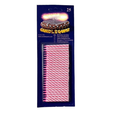 Bougies d'Anniversaire 6 cm Candle Quick 25 Pcs - Rose