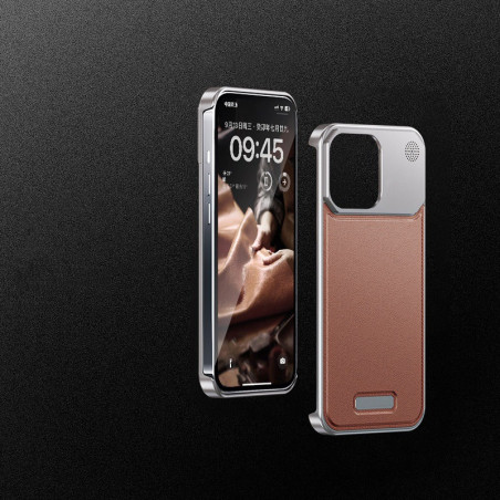 Coque magnétique antichoc en aluminium et cuir avec parfum intégré – Brun — ECO · Smarty Paris 18e