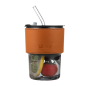 Verre Portable avec Couvercle / Paille / Protection en Cuir- Gris · Smarty Paris
