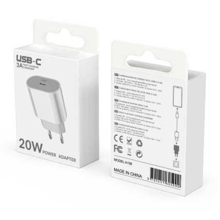 Adaptateur Secteur Type-C 20W PD - D-power A018/CH1200 - Blanc — D-power · Smarty Paris 18e