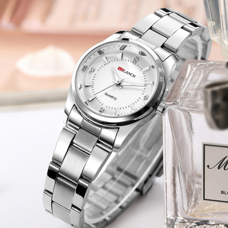 Montre à Quartz Étanche pour Femmes Lazada Bracelet en Acier Inoxydable - Blanc — ECO