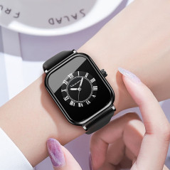 Montre à Quartz Étanche pour femmes Bracelet en silicone 2392-YH Aiguilles Argent — ECO