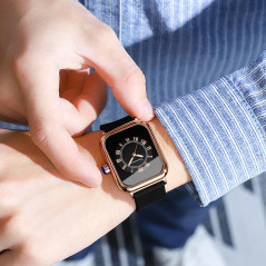 Montre à Quartz Étanche pour femmes Bracelet en silicone 2392-FH Aiguilles Or Rose — ECO