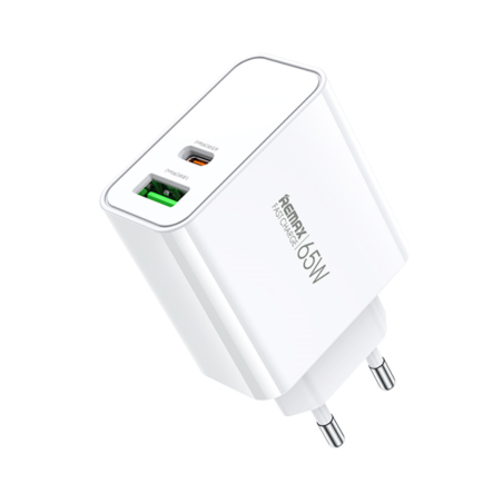 Chargeur Rapide 65W USB + Type-C REMAX Kiddy Series RP-U125 - EU - Blanc — REMAX · Smarty Paris 18e