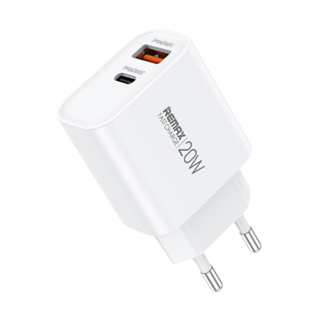 Adaptateur Secteur Chargeur Rapide 20W USB + Type-C REMAX Kiddy Series RP-U120 - EU - Blanc — REMAX · Smarty Paris 18e