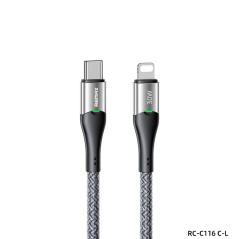 Câble Type-C / Lightning Tressé de Charge Rapide 30W REMAX Intelyelec Series RC-C116 - 1.2M - Argent — REMAX · Smarty Paris 18e