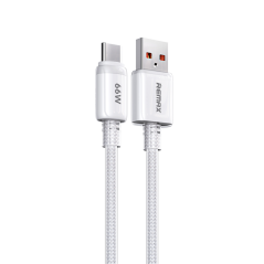 Câble USB / Type-C Tressé Charge Rapide 66W REMAX Icy Series RC-C025 - 1.2M - Blanc — REMAX · Smarty Paris 18e
