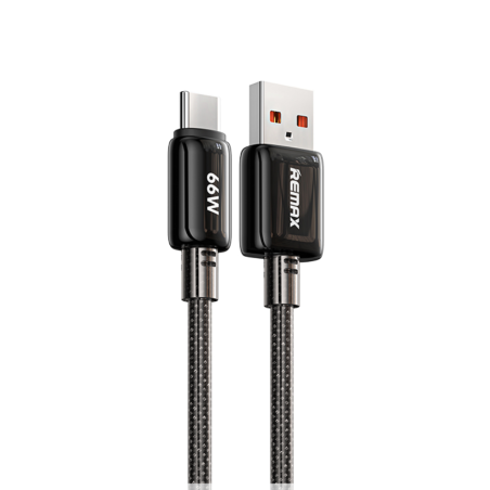 Câble USB / Type-C Tressé avec Charge Rapide 66W REMAX Icy Series RC-C025 - 1.2M - Noir — REMAX · Smarty Paris 18e